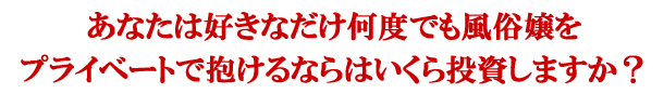 あなたは好きなだけ何度でも風俗嬢をプライベートで抱けるならいくら投資しますか？