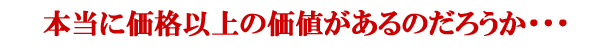 本当に価格以上の価値があるのだろうか・・・